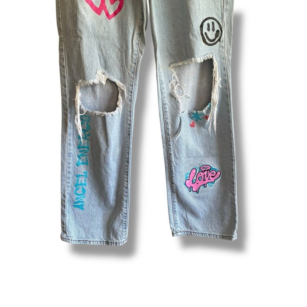 S.O.N.G. 90s boyfriend high waisted graffiti jeans size 7 / 28 - Picture 6 of 10